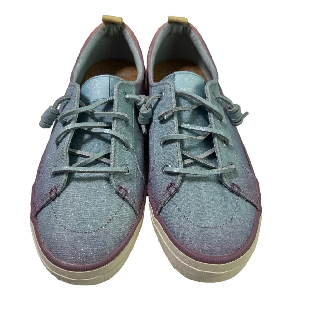 Sperry Crest Vibe Textile Sneakers Gradient Purple Blue Yellow Women Size 7.5M
